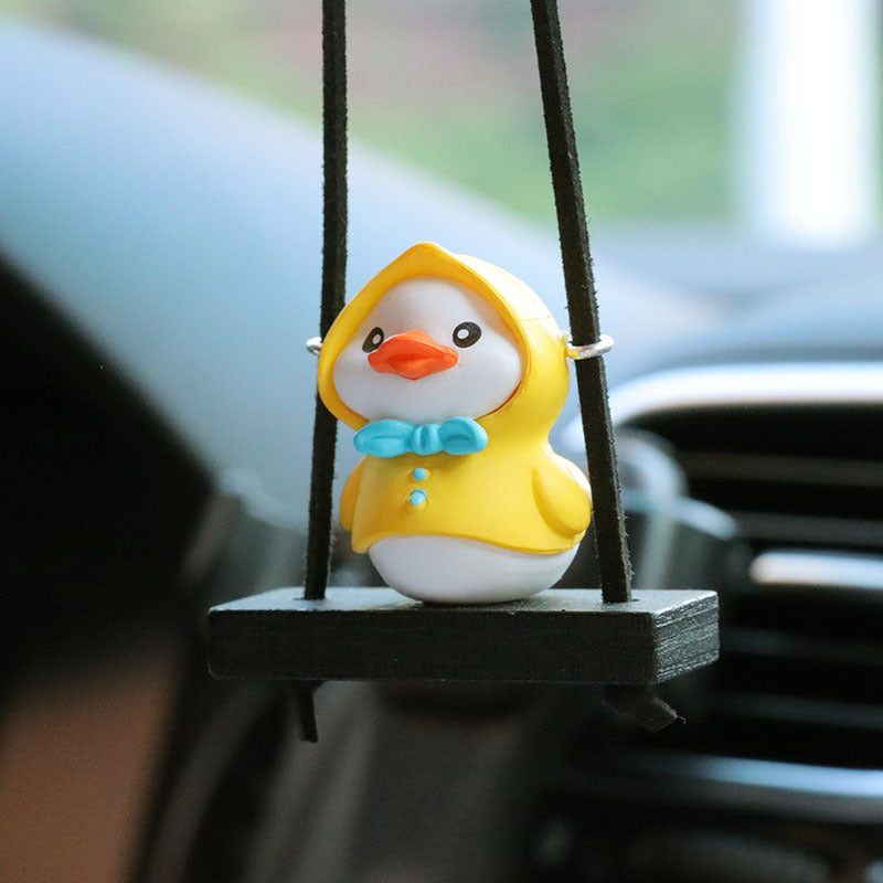 Cute Duck Car Pendant Funny Dashboard Ornament  Adorable Resin Hanging Car Interior Decoration