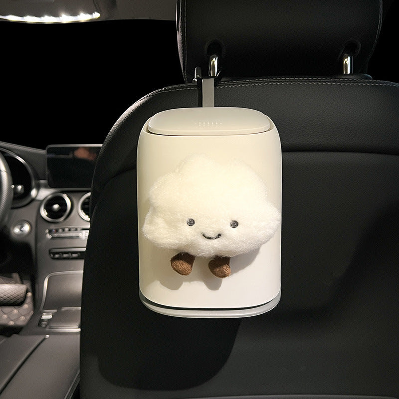 Cute Astronaut Car Trash Can Mini Press-Lid Garbage Bin for Center Console Space-Themed Car Accessories