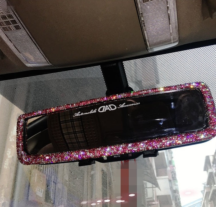 Car Rearview Mirror Bling Cover Crystal Diamond Decor for Women Sparkly Auto Interior Accessory