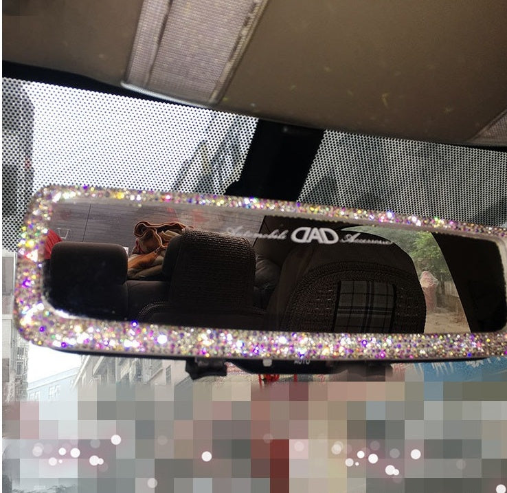 Car Rearview Mirror Bling Cover Crystal Diamond Decor for Women Sparkly Auto Interior Accessory