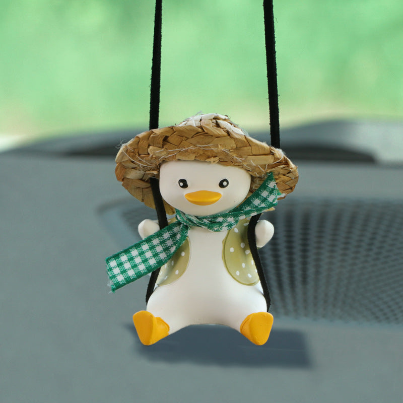 Cute Duck Car Pendant – Anime Swing Rearview Mirror Ornament | Adorable Interior Decoration & Gift for Girls