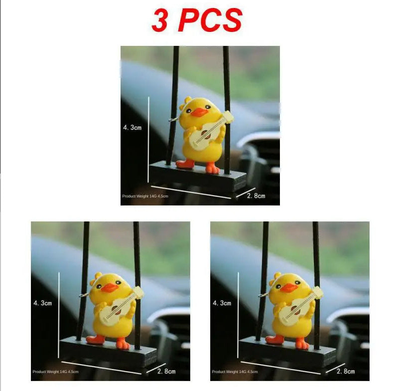 Cute Duck Car Pendant Funny Dashboard Ornament  Adorable Resin Hanging Car Interior Decoration