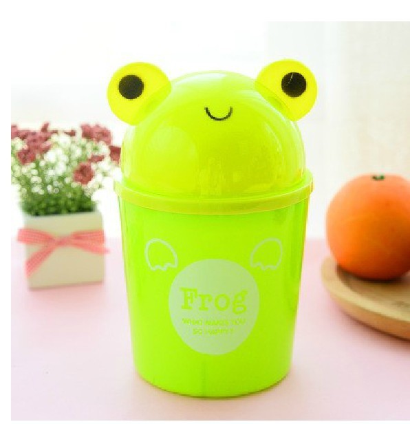 Mini Cartoon Desktop Trash Can | Push-Type Covered Waste Bin for Kitchen, Office & Living Room | Creative Small Trash Barrel