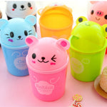 Mini Cartoon Desktop Trash Can | Push-Type Covered Waste Bin for Kitchen, Office & Living Room | Creative Small Trash Barrel