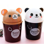 Mini Cartoon Desktop Trash Can | Push-Type Covered Waste Bin for Kitchen, Office & Living Room | Creative Small Trash Barrel