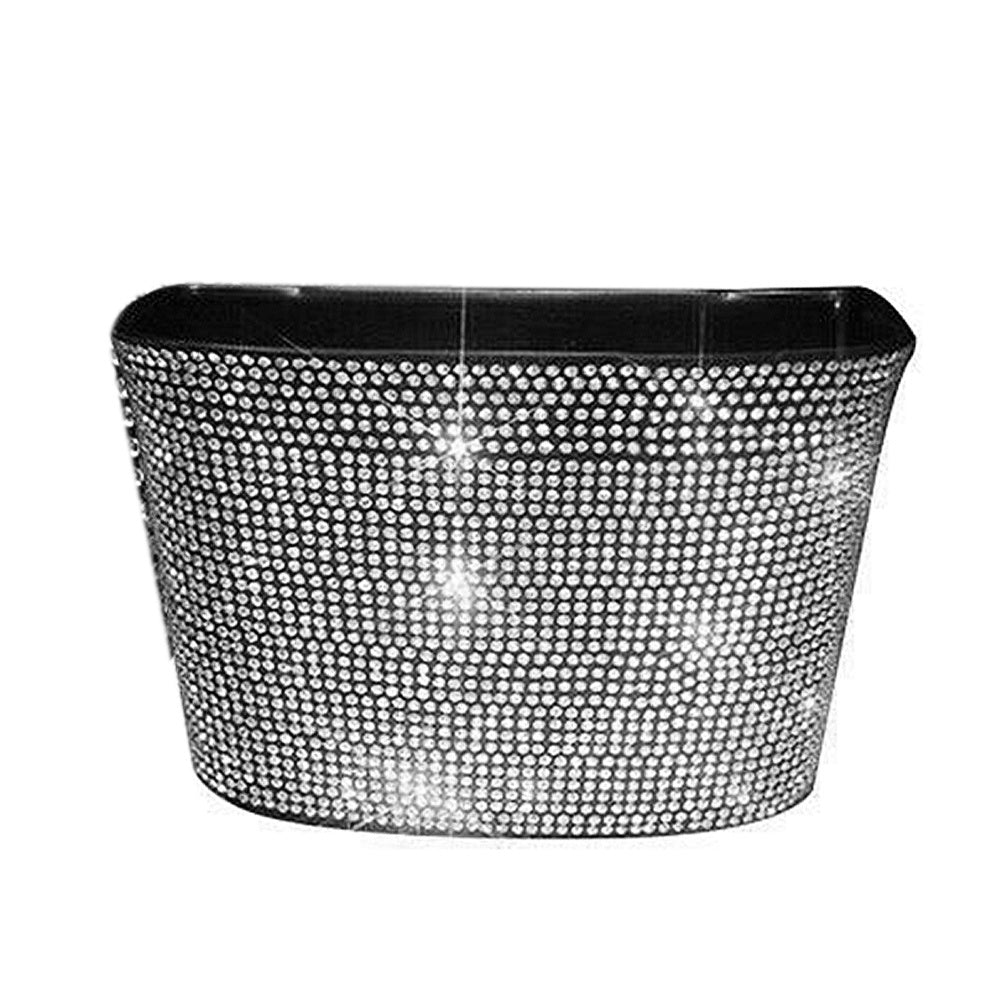 Luxury Car Trash Can Hanging Type Diamond Crystal Car Storage Box Organizer
