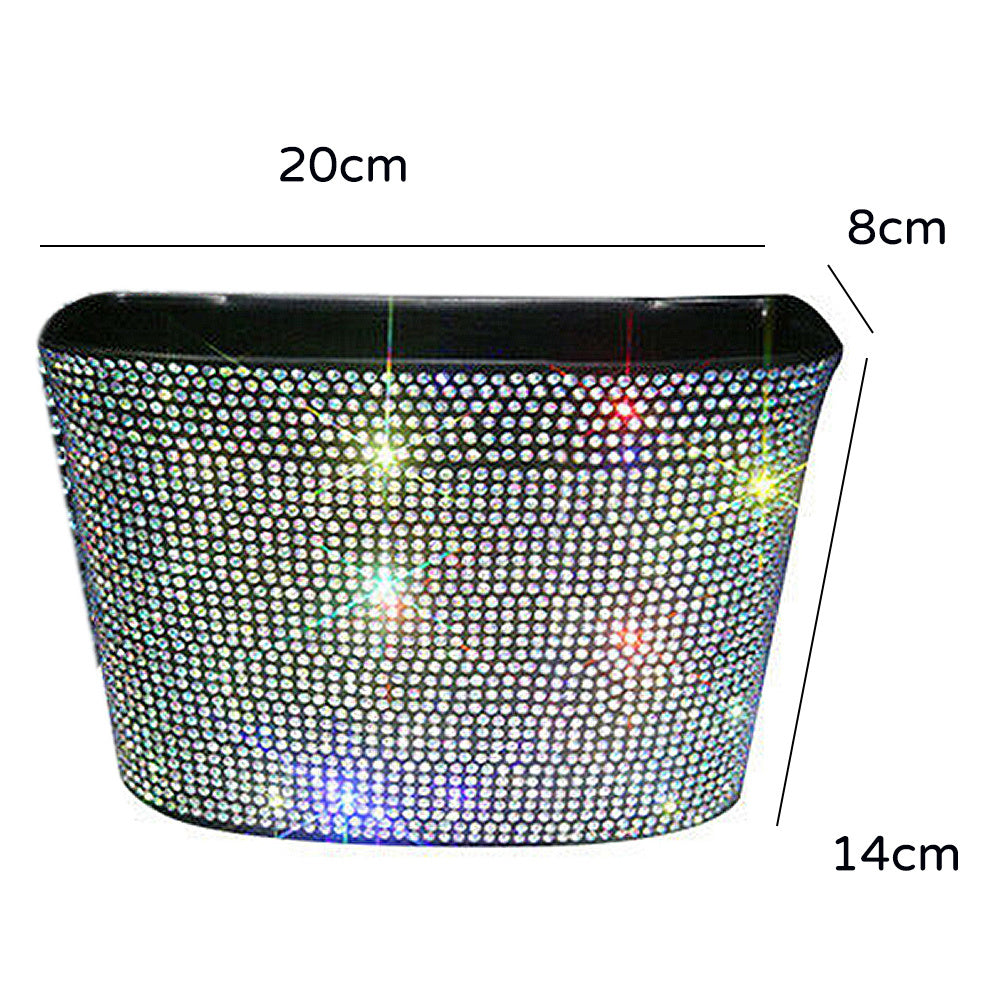 Luxury Car Trash Can Hanging Type Diamond Crystal Car Storage Box Organizer