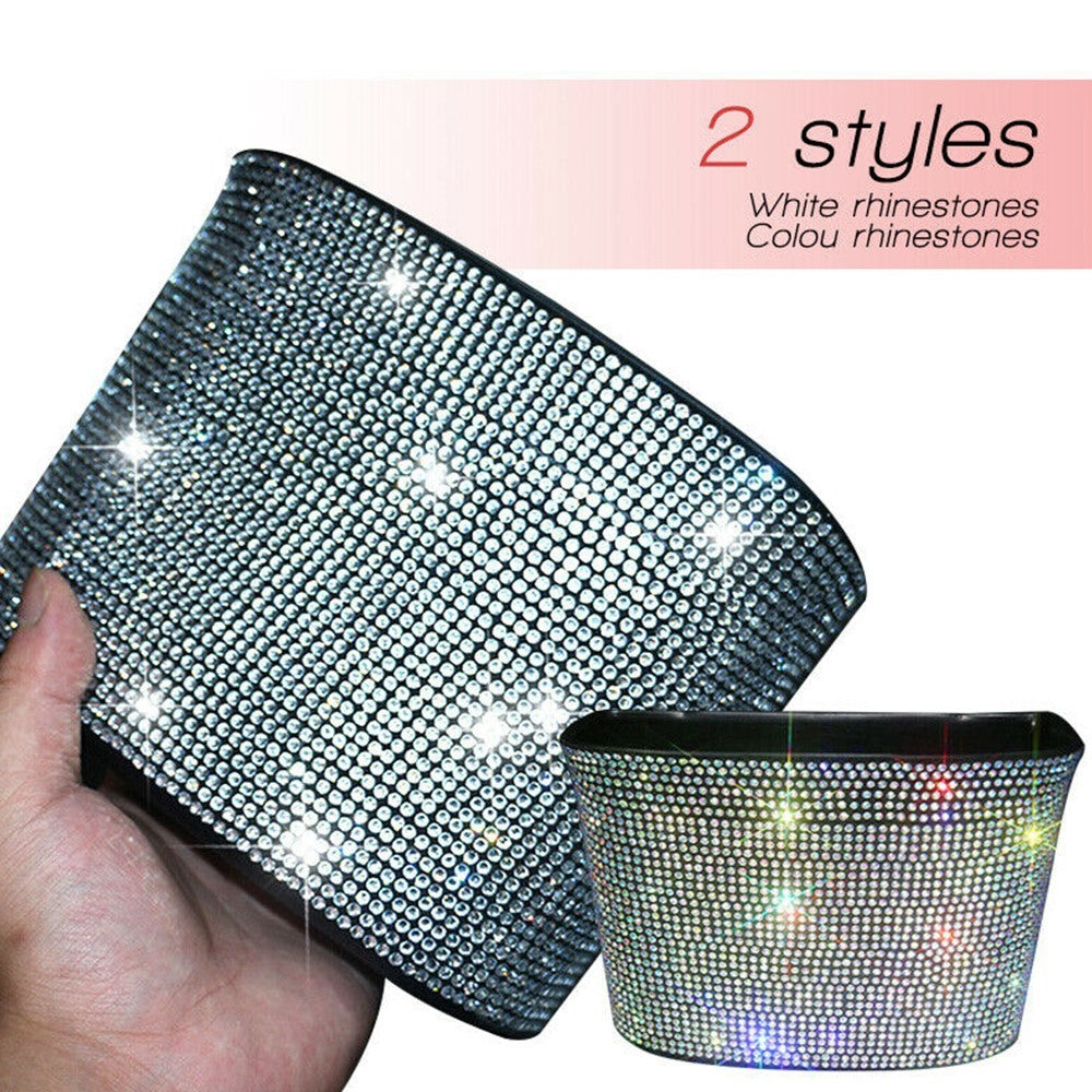 Luxury Car Trash Can Hanging Type Diamond Crystal Car Storage Box Organizer