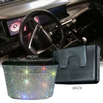 Luxury Car Trash Can Hanging Type Diamond Crystal Car Storage Box Organizer