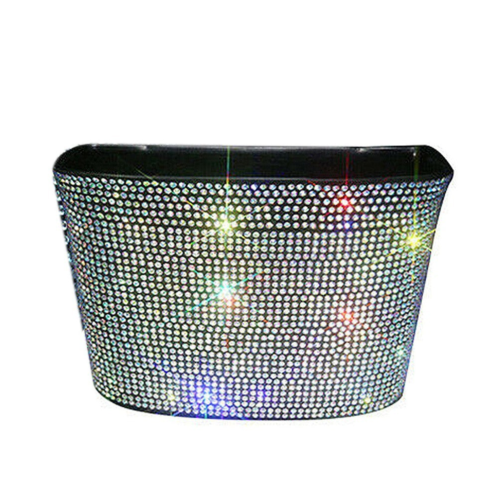 Luxury Car Trash Can Hanging Type Diamond Crystal Car Storage Box Organizer
