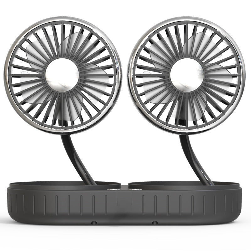 Double-Headed USB Car Fan – Flexible Hose Dual Head Cooling Fan for Car Interior, Dashboard & Desktop Use