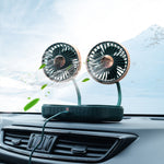 Double-Headed USB Car Fan – Flexible Hose Dual Head Cooling Fan for Car Interior, Dashboard & Desktop Use