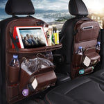 PU Leather Car Seat Organizer – Multifunction Back Seat Storage Bag with Tray, Tissue Box & Trash Can