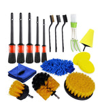 Car Wash Detail Brush 17-Piece Set Auto Cleaning Kit with Drill Brushes, Sponges & Microfiber Gloves Car Detailing Tools