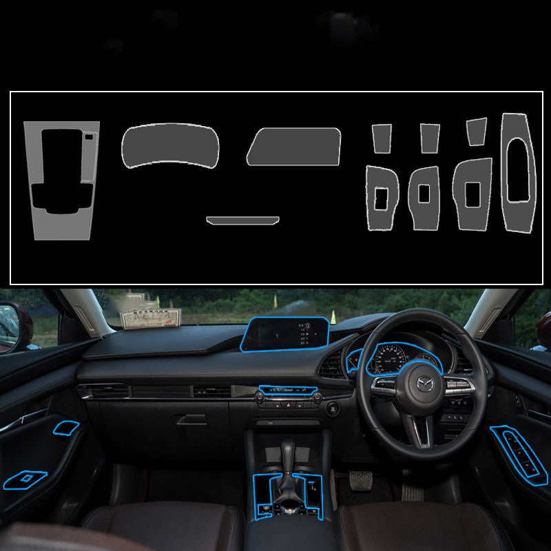 Car Interior Decoration Accessories – TPU Transparent Protective Film for Dashboard, Gear & Door Panels