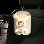 Cute Astronaut Car Trash Can Mini Press-Lid Garbage Bin for Center Console Space-Themed Car Accessories