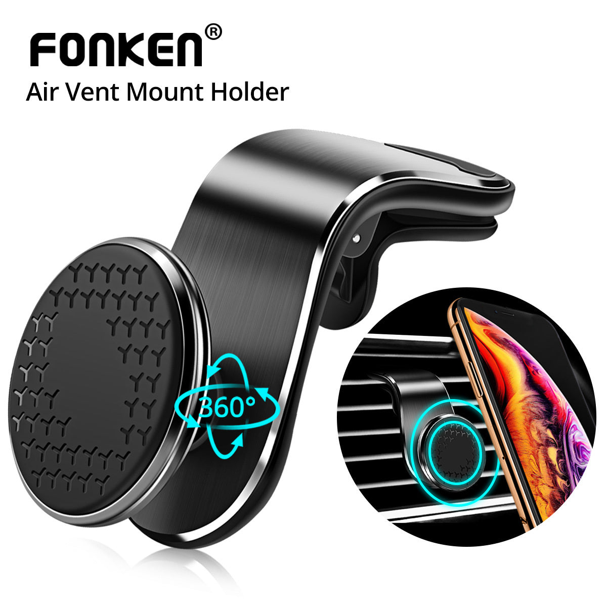 Magnetic Car Phone Holder | 360° Rotation Air Vent Mount | Strong Magnet Smartphone Holder for Car