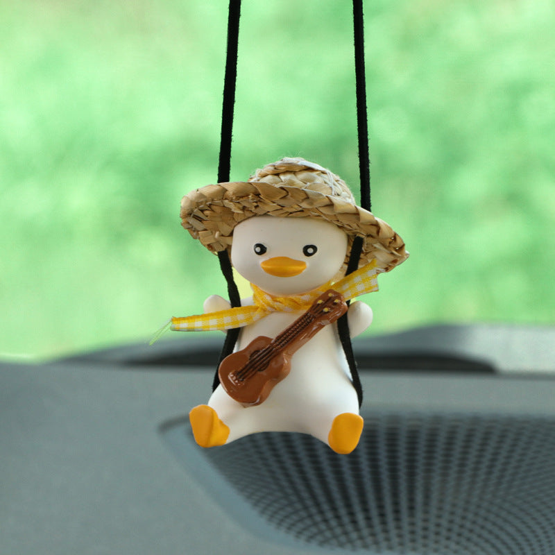 Cute Duck Car Pendant – Anime Swing Rearview Mirror Ornament | Adorable Interior Decoration & Gift for Girls