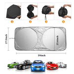 Foldable Car Windshield Sun Shade Front & Rear UV Blocker Compact Reflective Visor for Cars