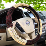Wooden Bead Steering Wheel Cover Breathable, All-Season Grip Stylish Car Interior Accessory