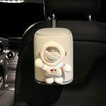 Cute Astronaut Car Trash Can Mini Press-Lid Garbage Bin for Center Console Space-Themed Car Accessories