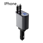 100W Metal Car Charger Super Fast Charging USB & Type-C Cigarette Lighter Adapter with Retractable Cable