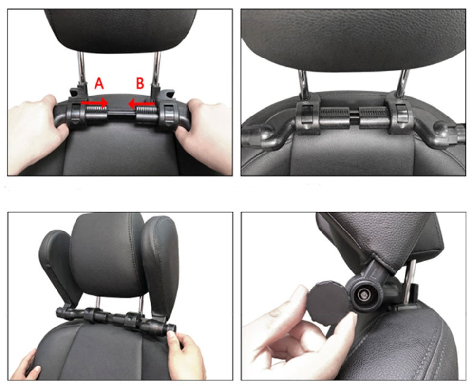 Adjustable Car Headrest Pillow | PU Leather Neck Support Cushion for Travel | Universal Soft Car Seat Sleep Headrest