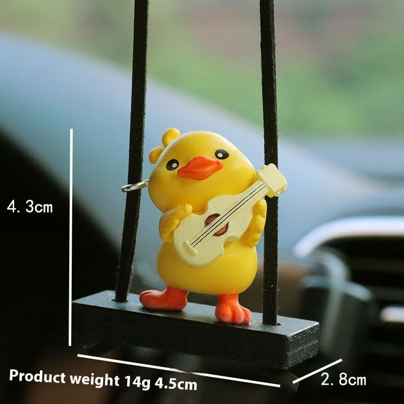 Cute Duck Car Pendant Funny Dashboard Ornament  Adorable Resin Hanging Car Interior Decoration