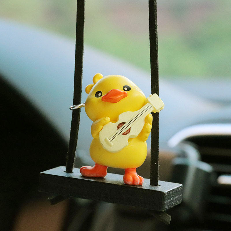 Cute Duck Car Pendant Funny Dashboard Ornament  Adorable Resin Hanging Car Interior Decoration