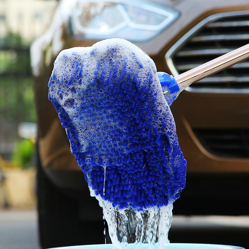 Car Cleaning Tool Chenille Brush | Auto Washing Mop with Replacement Wool Cover | Soft, Durable, Scratch-Free Cleaner