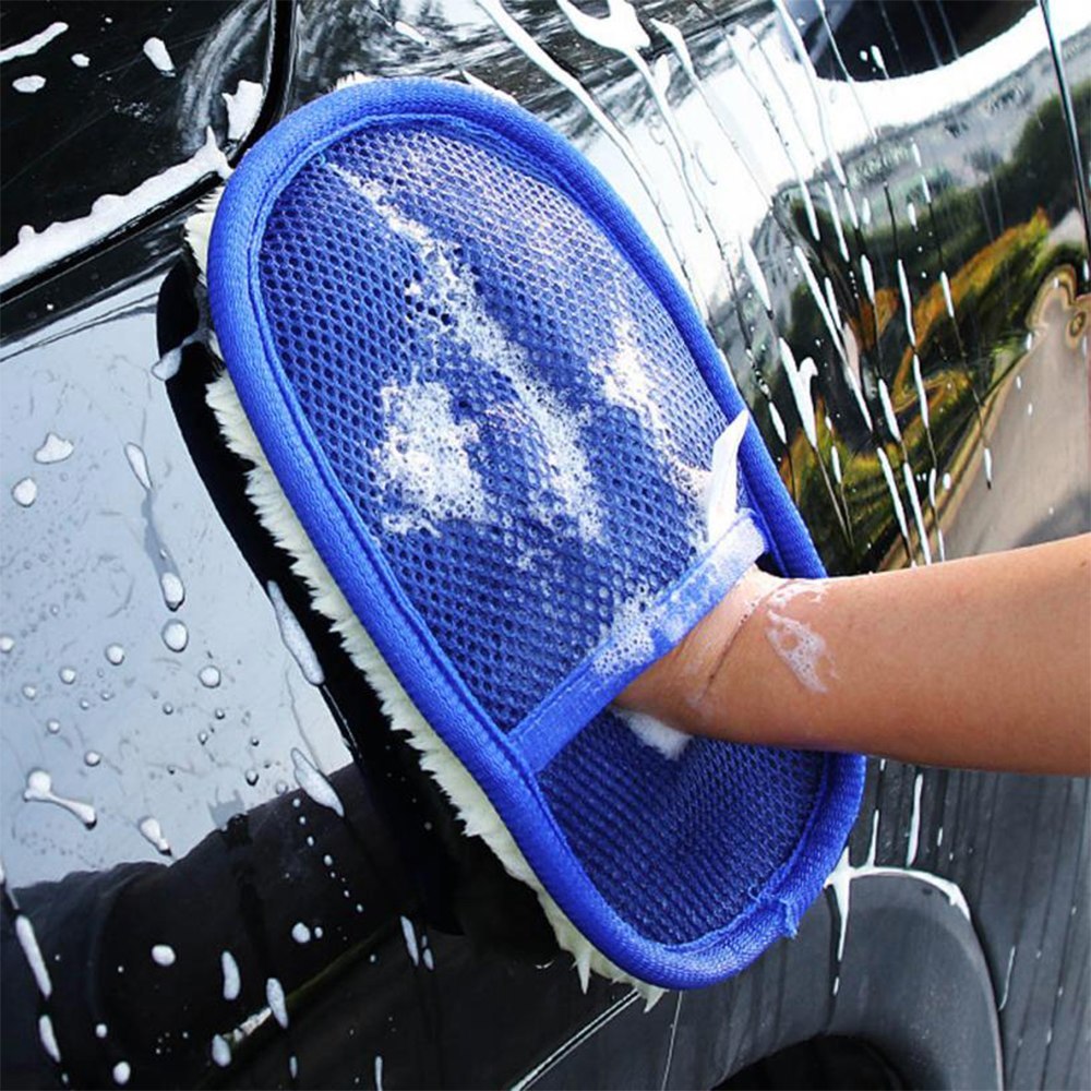 Soft Hair Car Wash Cleaning Gloves | Premium Wool Car & Motorcycle Wash Mitt for Scratch-Free Cleaning