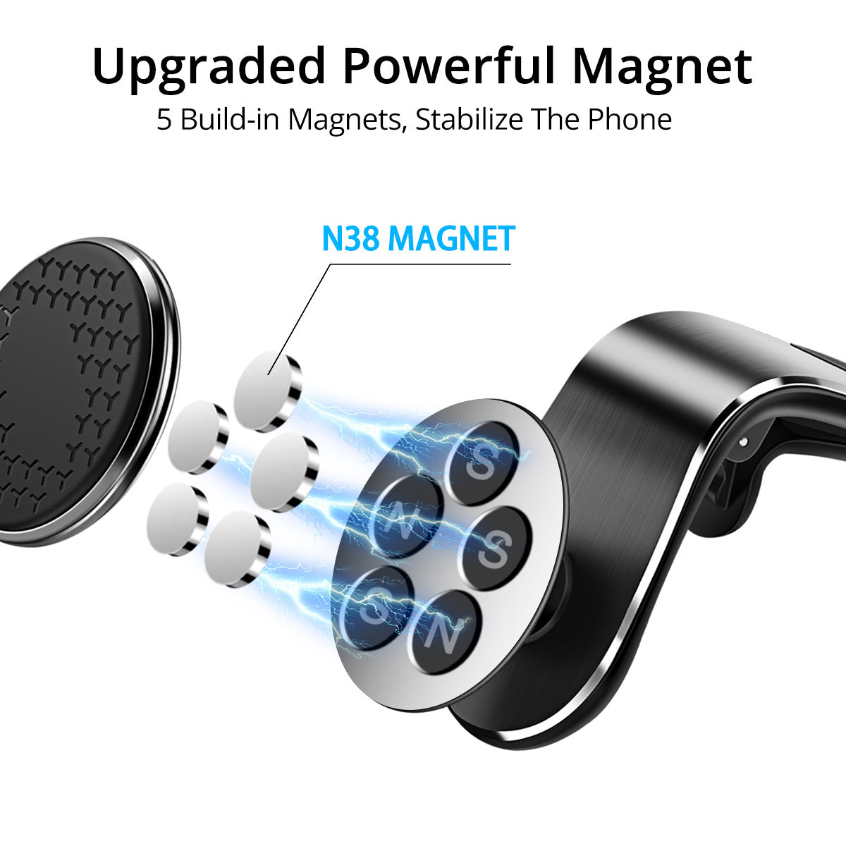 Magnetic Car Phone Holder | 360° Rotation Air Vent Mount | Strong Magnet Smartphone Holder for Car