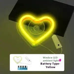 Triangle Window Neon Heart Light Car Interior LED Decoration Romantic Glow Auto Accessories