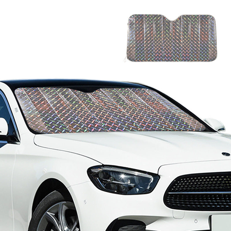 Laser Car Sunshade Light Board Aluminum Sun Block, UV Protection, Heat Insulator for Hatchback, Sedan & SUV