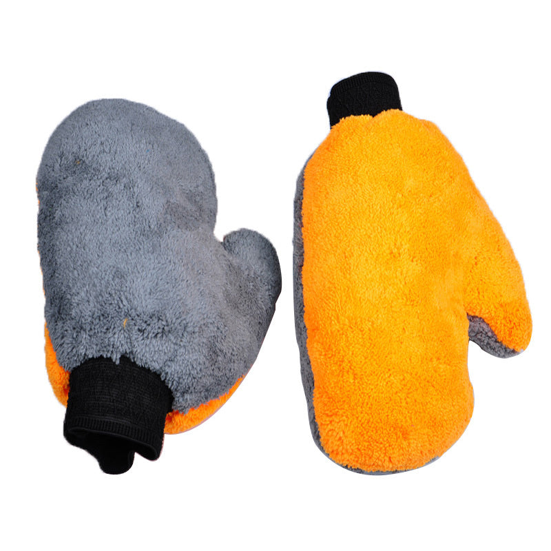 Bear Paw Car Cleaning Gloves | Double-Sided Coral Fleece Thumb Gloves for Car Detailing & Dust Removal