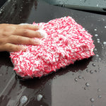 Microfiber Plush Car Wash Sponge & Coral Fleece Towel High Water Absorbency Auto Cleaning Mitt Car Beauty Supply