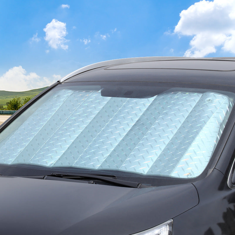 Laser Car Sunshade Light Board Aluminum Sun Block, UV Protection, Heat Insulator for Hatchback, Sedan & SUV