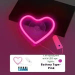 Triangle Window Neon Heart Light Car Interior LED Decoration Romantic Glow Auto Accessories