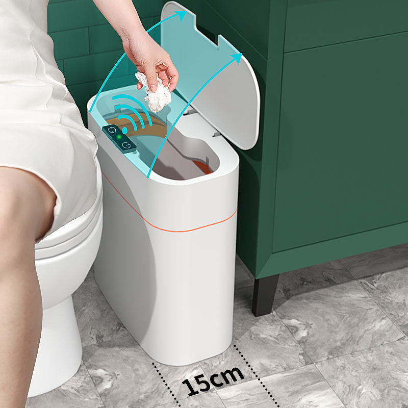 Smart Automatic Trash Can with Lid | Touchless Sensor Dustbin for Bedroom, Kitchen & Living Room | Inductive 13L/16L Bin