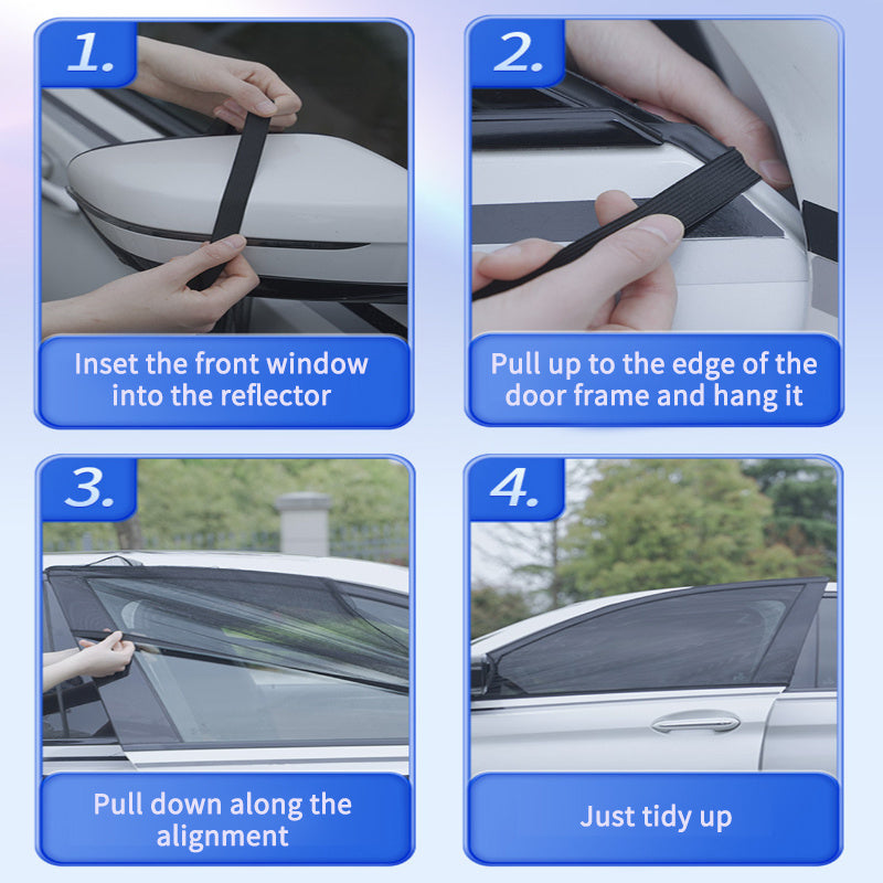 Car Side Window Sunshade Mesh Cover Front & Rear UV Protector, Anti-Mosquito, Insulation & Privacy Screen for Cars, SUVs, Vans
