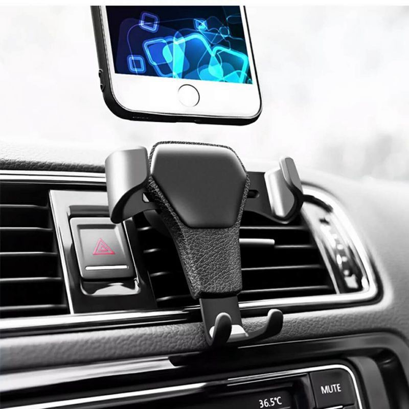 Car Mobile Phone Holder Leather Gravity Bracket | Universal Auto Air Vent Mount | Hands-Free Car Phone Support