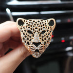 Rhinestone Leopard Head Car Perfume Clip Air Vent Decoration Creative Car Ornament with Lemon, Ocean, Lavender & More