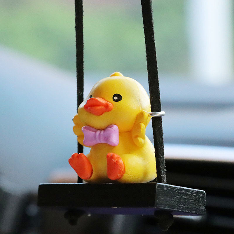Cute Duck Car Pendant Funny Dashboard Ornament  Adorable Resin Hanging Car Interior Decoration
