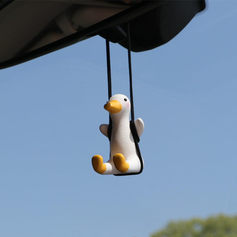 Cute Duck Car Pendant – Anime Swing Rearview Mirror Ornament | Adorable Interior Decoration & Gift for Girls