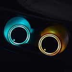 Colorful LED Car Cup Holder Coaster Solar & USB Charging Non-Slip Light-Up Ambient Car Interior Atmosphere Light