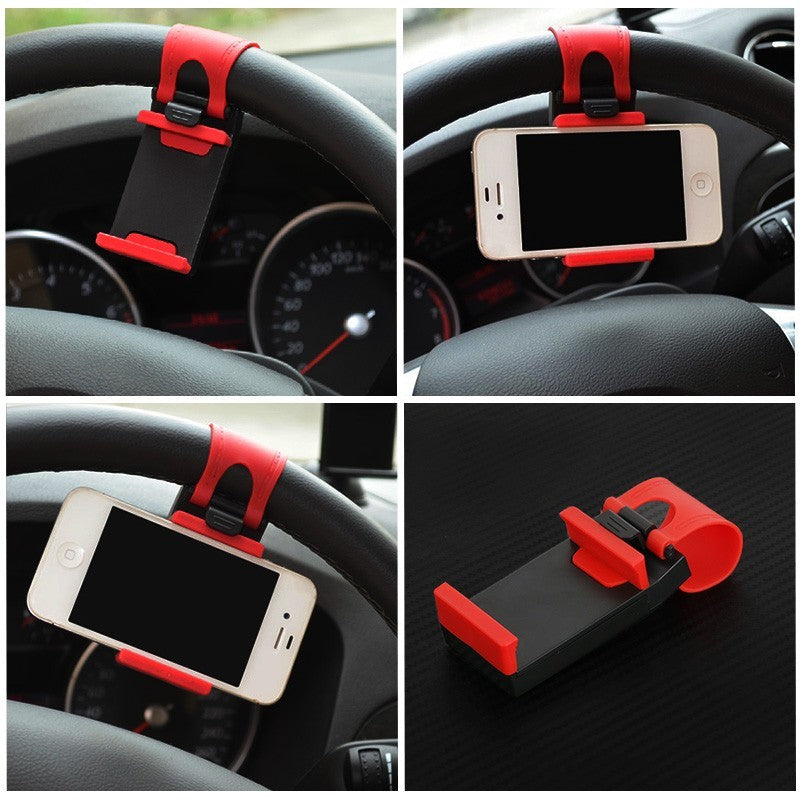 Car Steering Wheel Phone Holder Universal Clip Mount for iPhone, Samsung, Huawei & GPS Devices