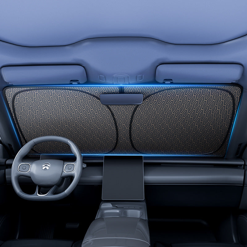 Car Laser Sun Shade – Titanium Silver Thermal Shroud for Windshield | UV Protection & Heat Insulation