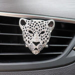 Rhinestone Leopard Head Car Perfume Clip Air Vent Decoration Creative Car Ornament with Lemon, Ocean, Lavender & More