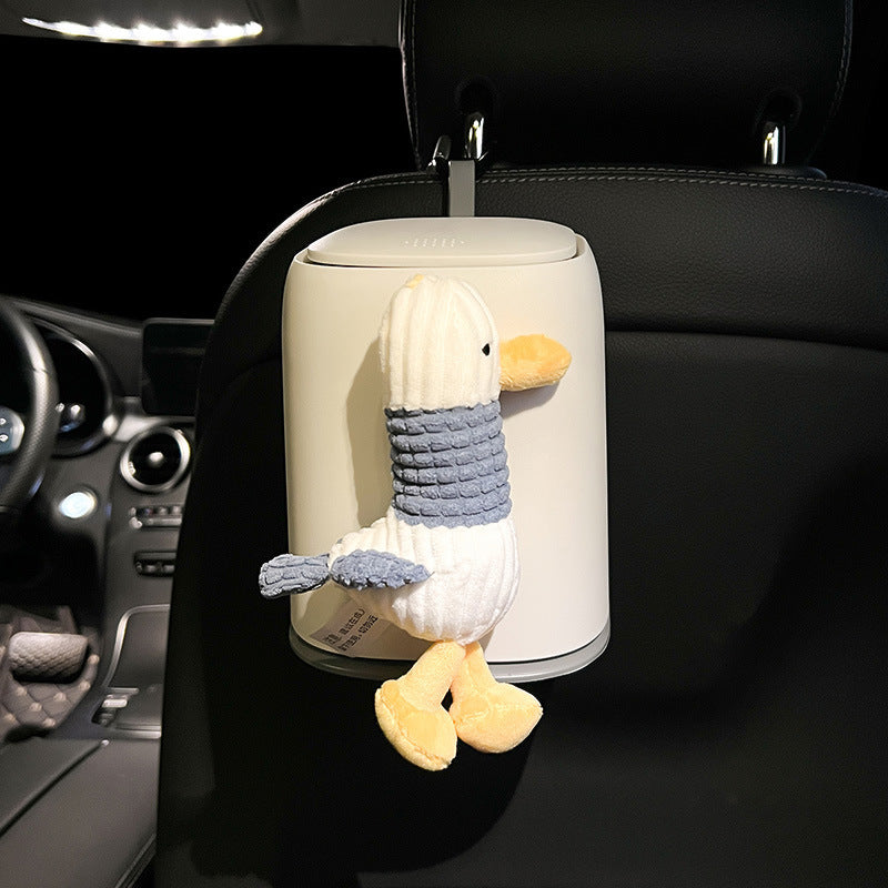 Cute Astronaut Car Trash Can Mini Press-Lid Garbage Bin for Center Console Space-Themed Car Accessories