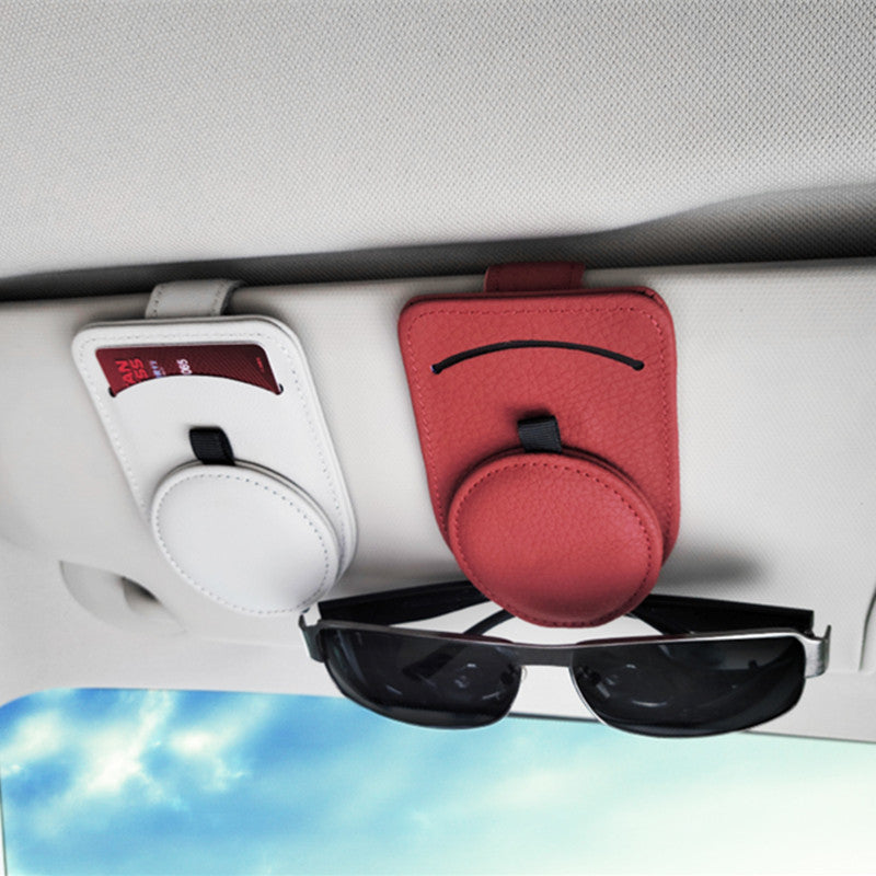 Car Glasses Holder Universal Sun Visor Sunglasses Clip & Card Holder Auto Interior Organizer
